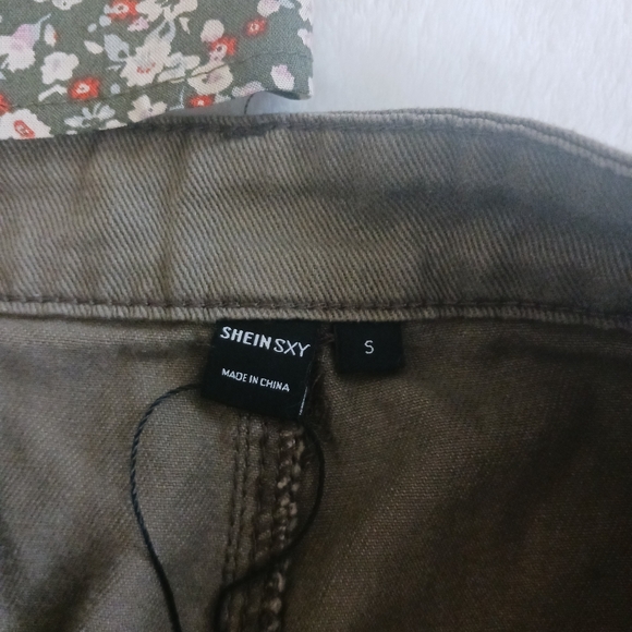 Shein Sxy • Women's Army Green High Waist Cargo Flap Pocket Denim Jean Skirt - Picture 11 of 16